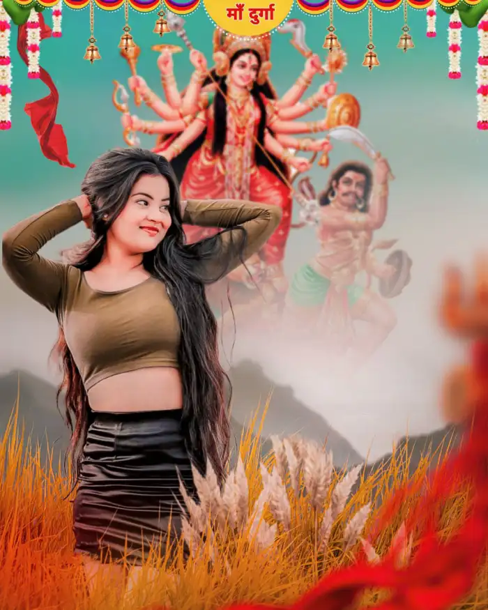 Maa Durga Navratri Editing With Girl Background HD Images