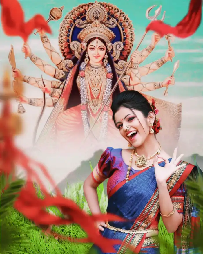 Maa Durga Navratri Editing With Girl Background HD Images