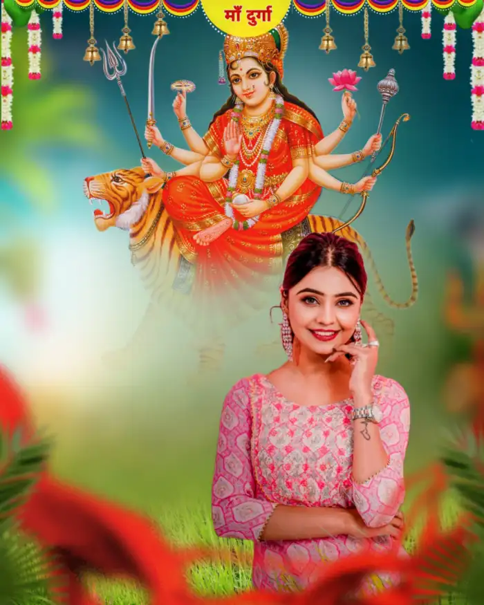 Maa Durga Navratri Editing With Girl Background HD Images