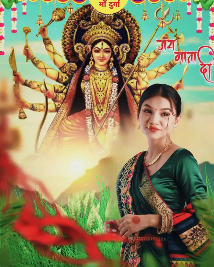 Maa Durga Navratri Editing With Girl Background HD Images