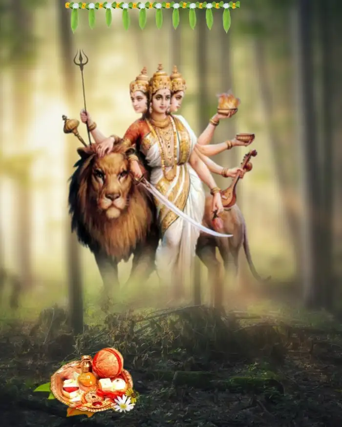 Maa Durga Navratri Forest Editing Background