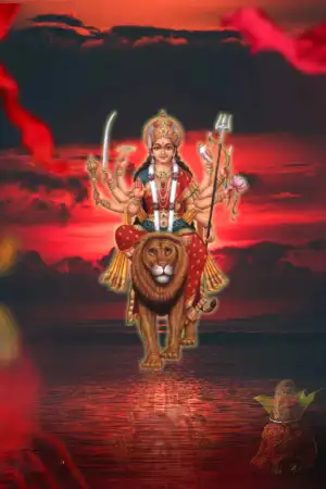 Maa Durga On Lion Navratri Background HD Download