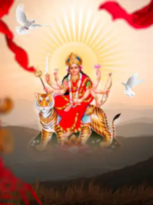 Maa Durga On Tiger Navratri Background HD Download