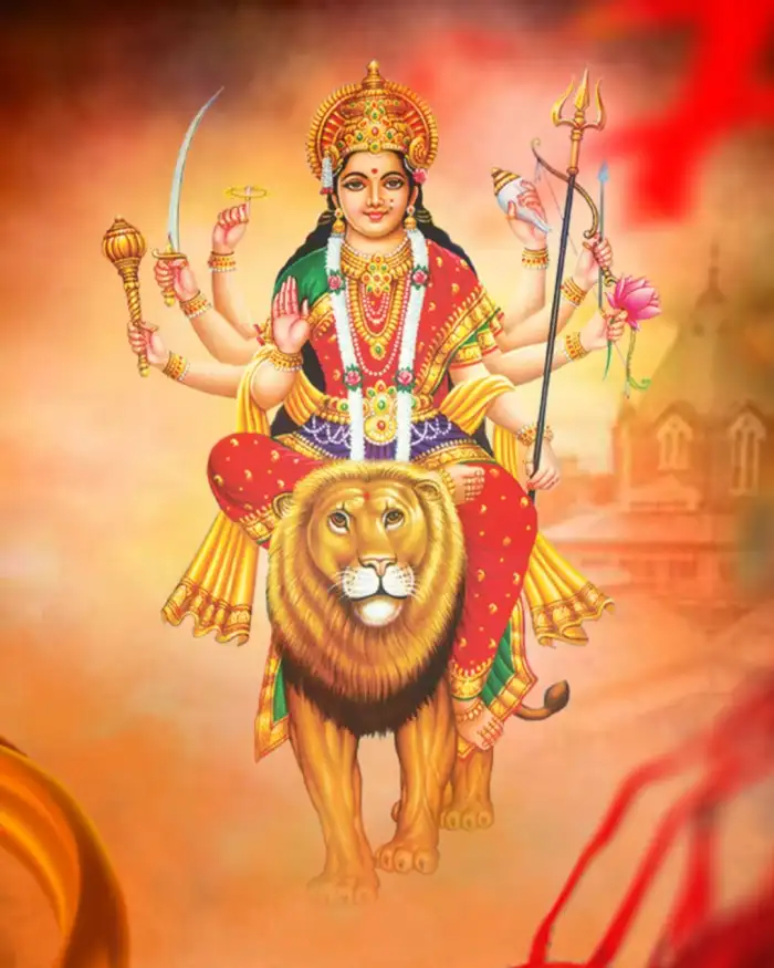 Maa Durga Sittin On Lion Navratri Editing Background HD