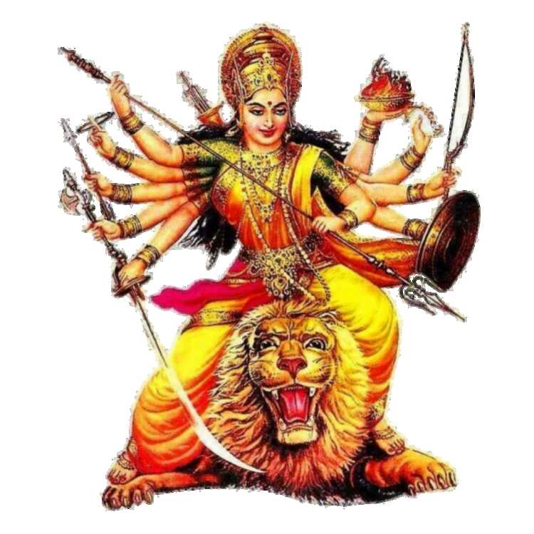 Maa Durga Sitting On Lion PNG HD Background Download