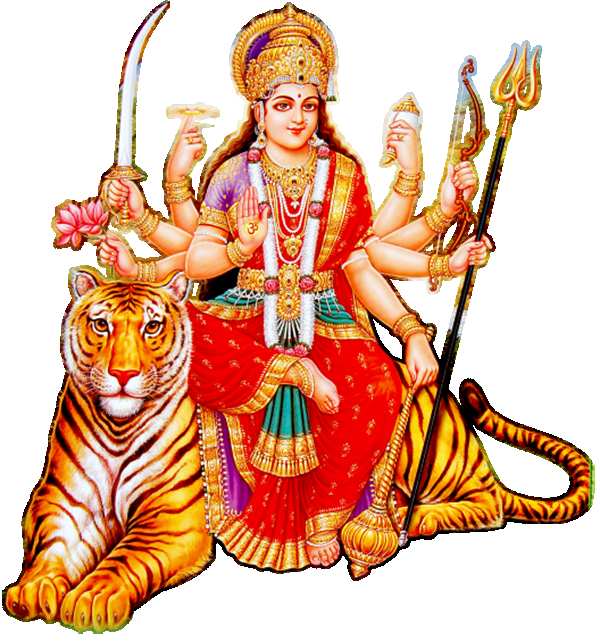 Maa Durga Sitting On Tiger PNG Images Download