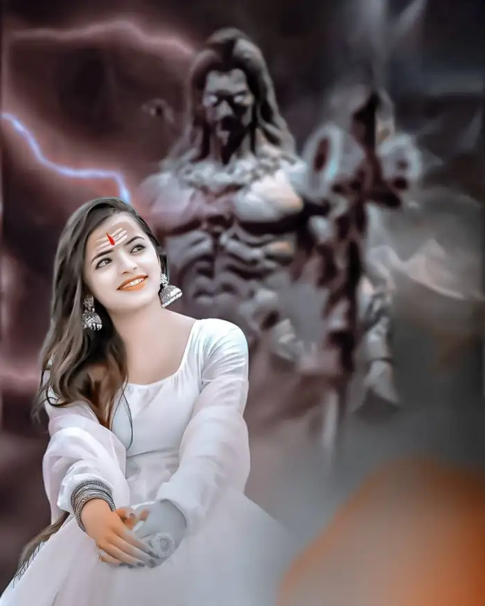 Mahadev Shiva God With Girl Sitting Editing Background HD