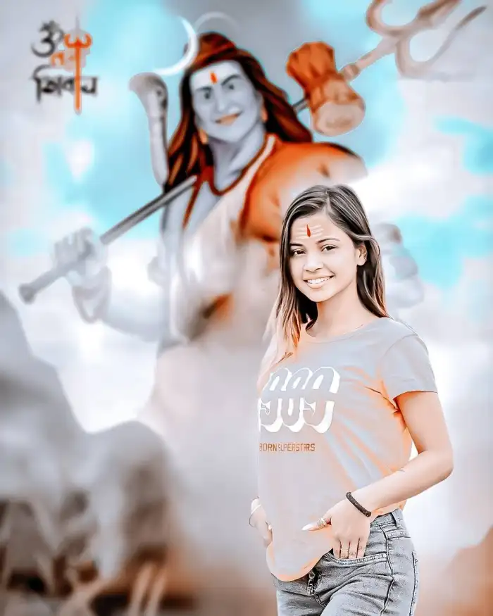 Mahadev Shiva God With Girl Standing Editing Background HD