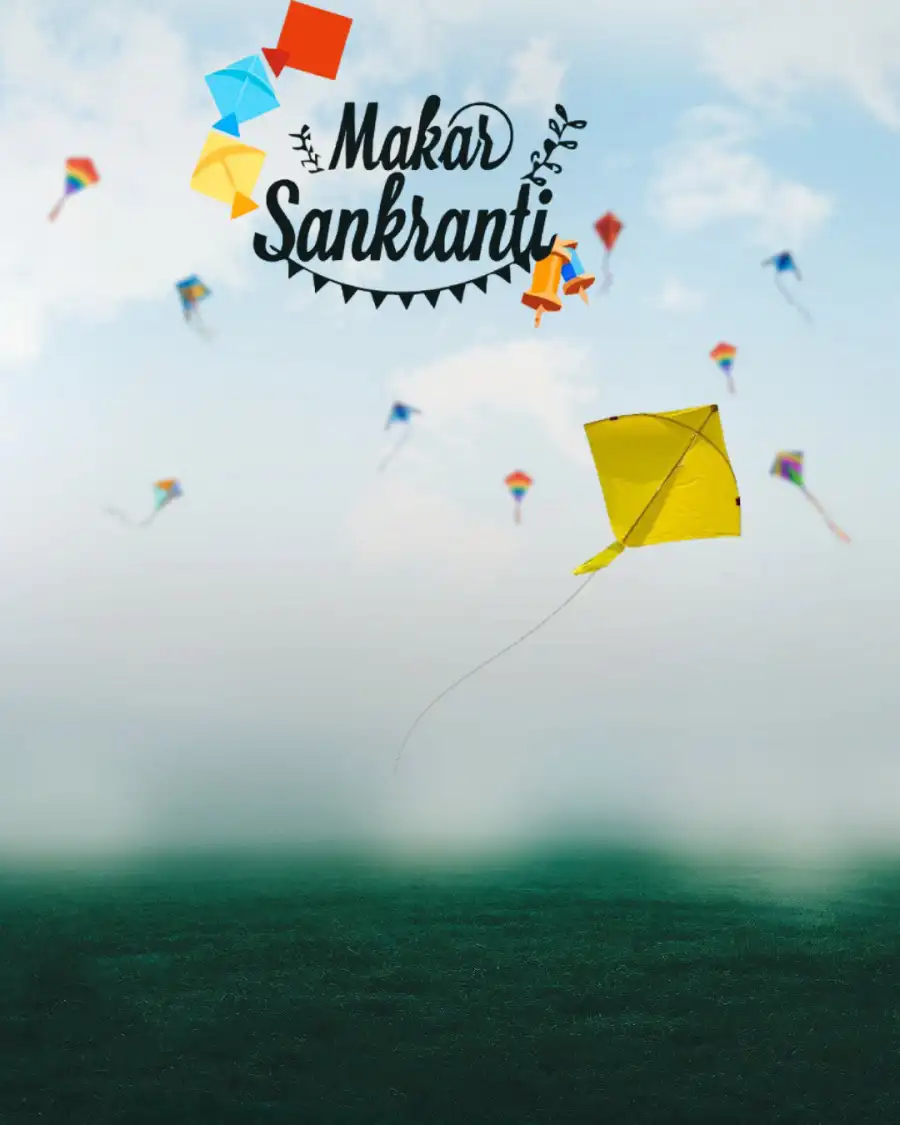 Makar Sankranti Blur Kites FlyIng In Sky CB Background