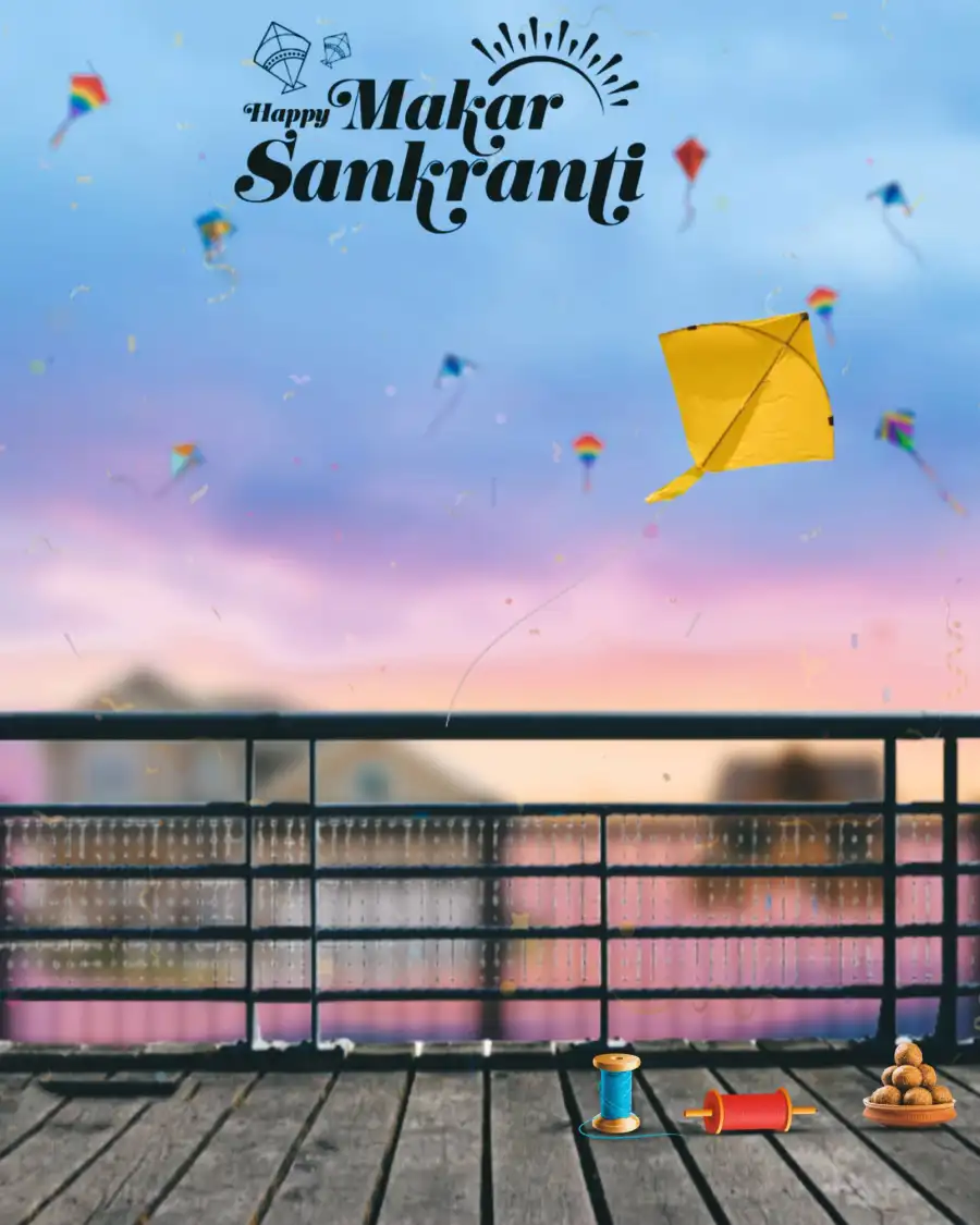 Makar Sankranti CB Kites FlyIng In Sky Background