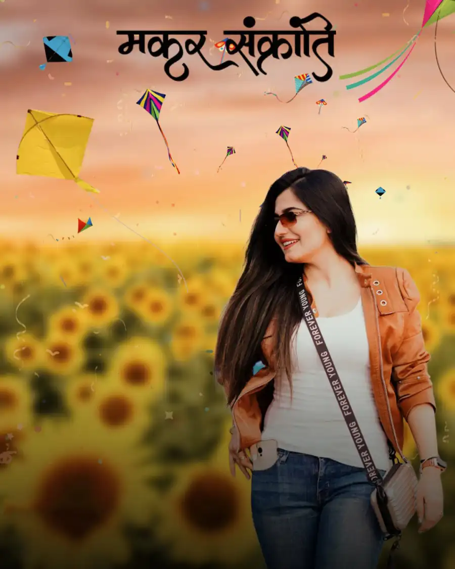 Makar Sankranti Girl Photo Editing HD Background