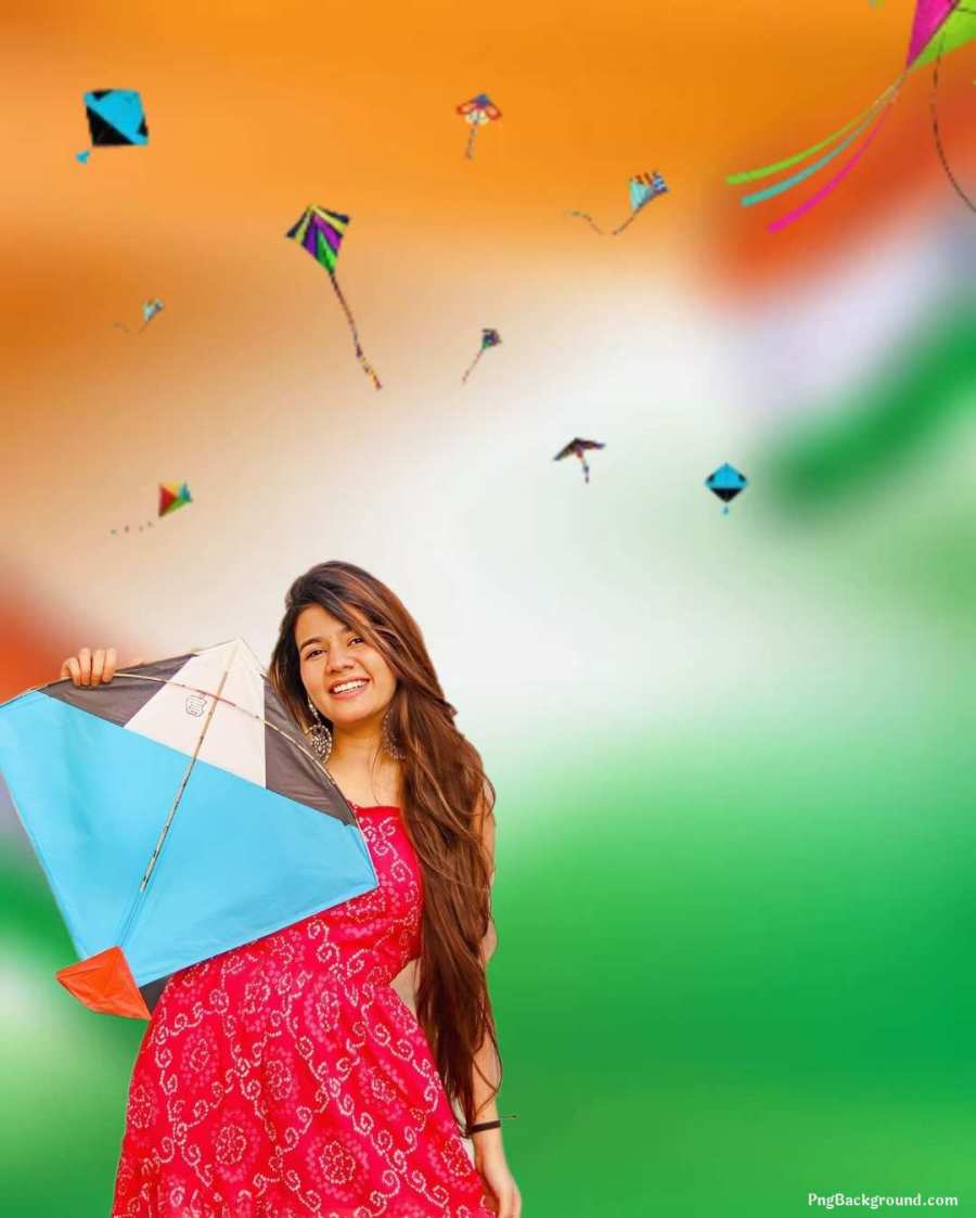 Makar Sankranti Photo Editing  Girl Holding A Kite Background