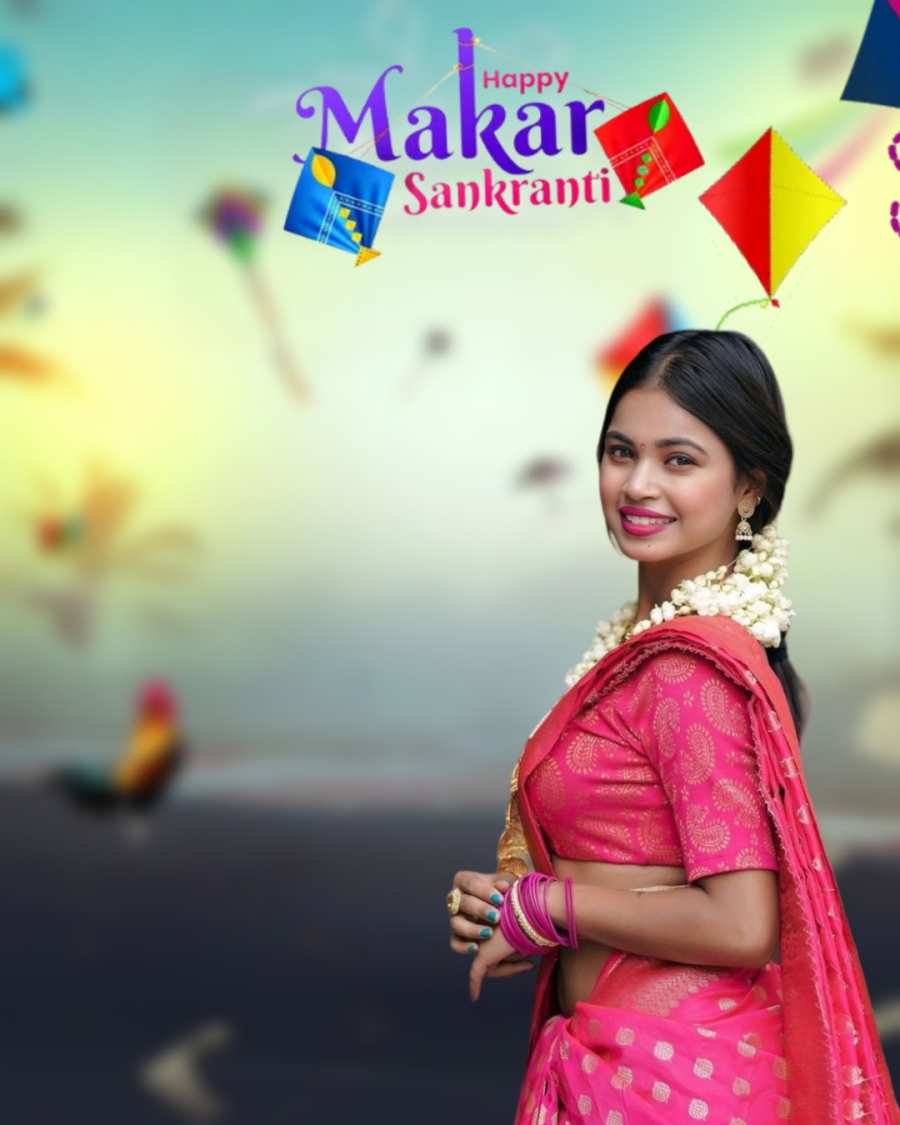 Makar Sankranti Photo Editing  Girl  In A Pink Dress Picsart HD Background