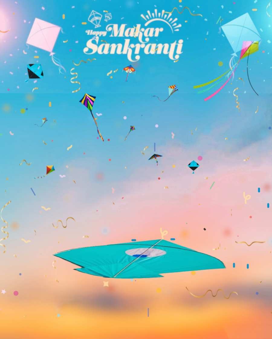 Makar Sankranti Photo Editing  Group Of Colorful Kites Background