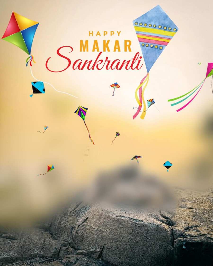 Makar Sankranti Photo Editing  Group Of Colorful Kites Flying In The Sky CB Background