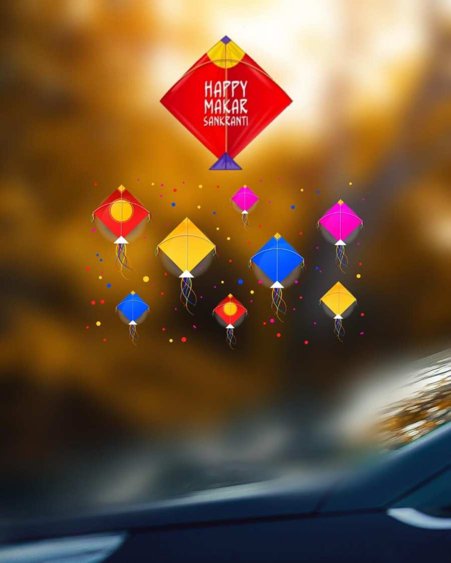 Makar Sankranti Photo Editing  Group Of Colorful Paper Kites HD Background