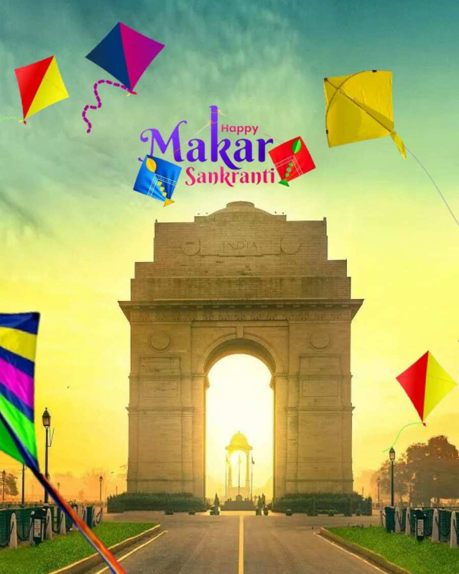 Makar Sankranti Photo Editing  India Gate In The Background For Picsart