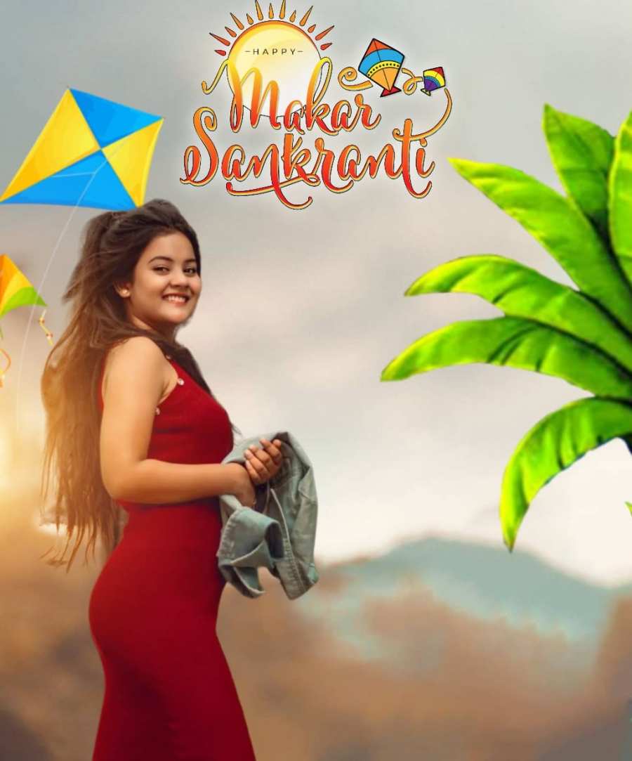 Makar Sankranti Photo Editing  Pongal Girl With Red Dress HD Background