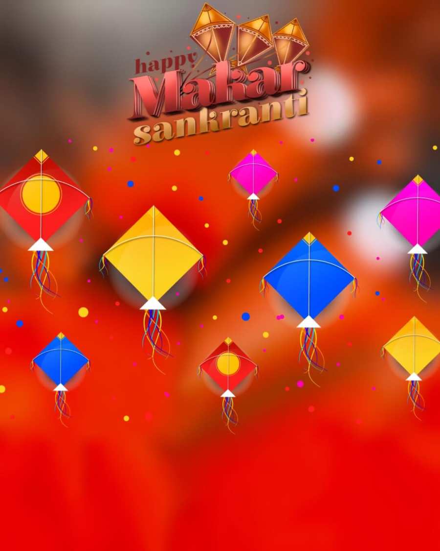 Makar Sankranti Photo Editing Red Background With Kites