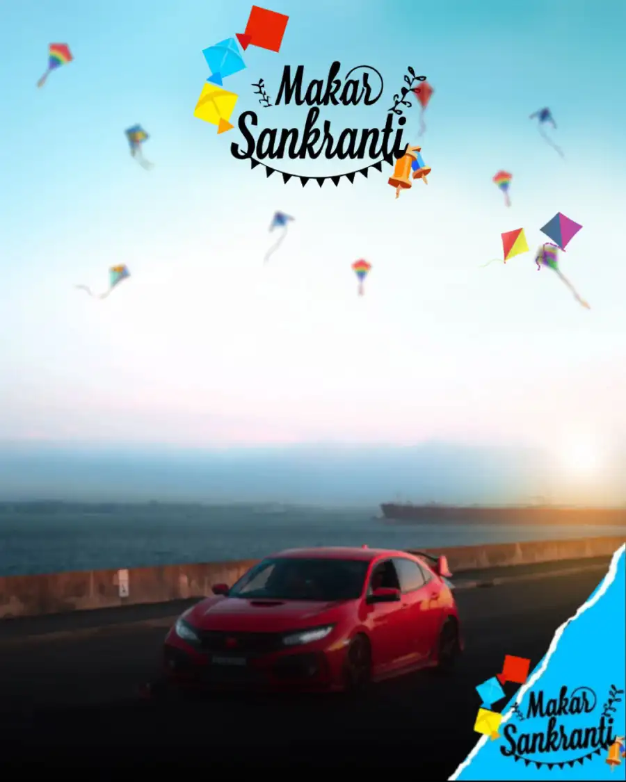 Makar Sankranti Red Car Kites FlyIng In Sky HD Background