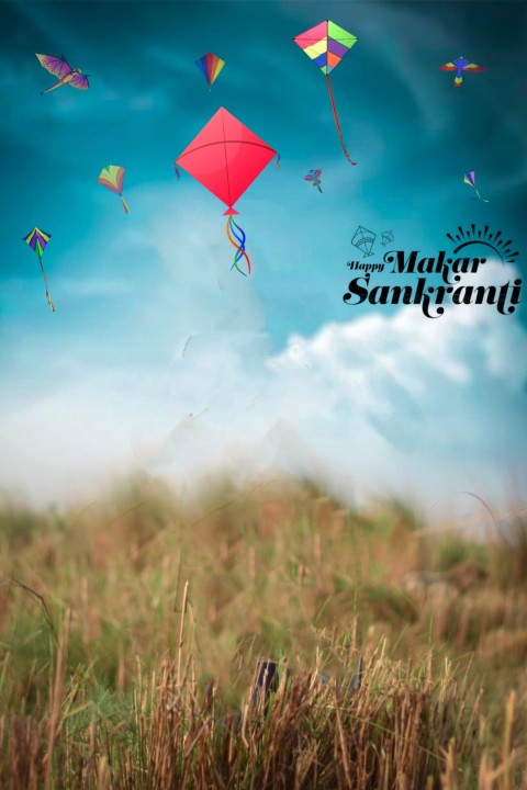 Makar Sankranti Sky Kite HD Editing Background