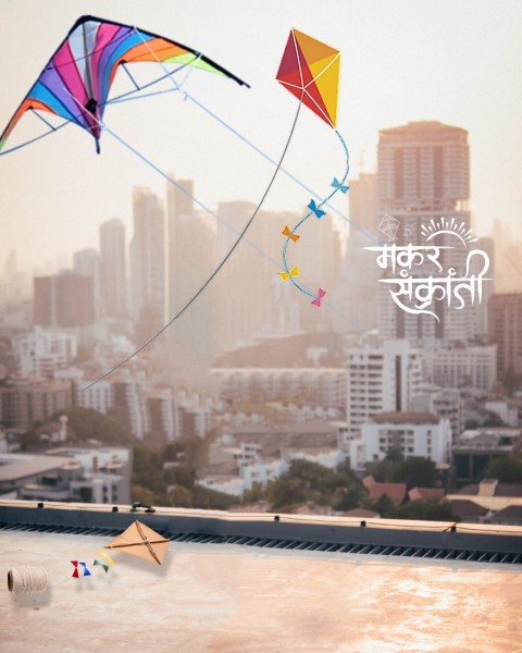 Makar Sankranti Terrace City Editing Background