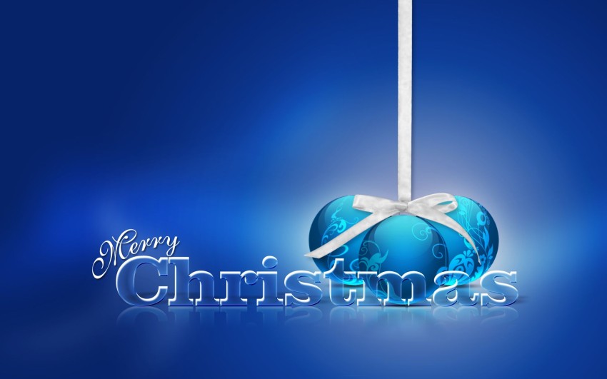 Merry Christmas Blue Background Wallpaper Pic HD