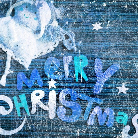 Merry Christmas Blue Background Wallpaper Pic HD