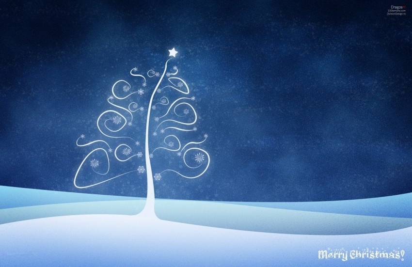 Merry Christmas Blue Background Wallpaper Pic HD