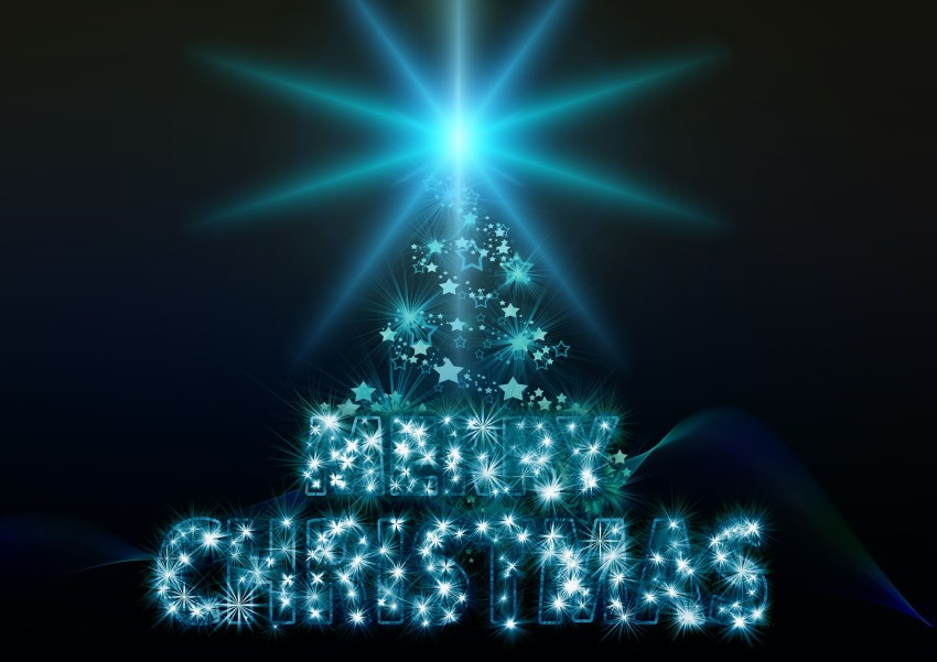 Merry Christmas Blue Background Wallpaper Pic HD