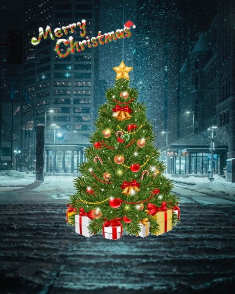 Merry Christmas Day Tree CB PicsArt Background HD