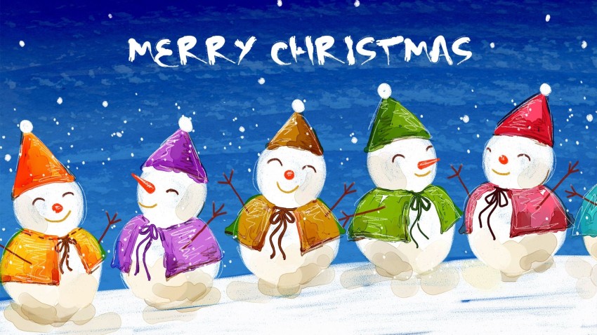 Merry Christmas Snowman HD Background Wallpaper