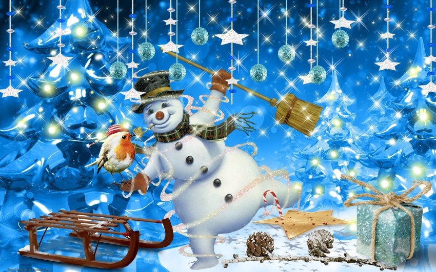 Merry Christmas Snowman HD Background Wallpaper