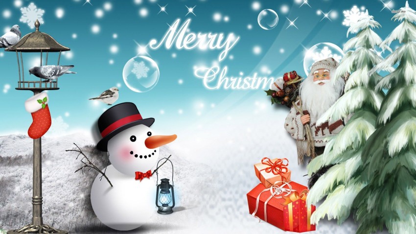 Merry Christmas Snowman HD Background Wallpaper