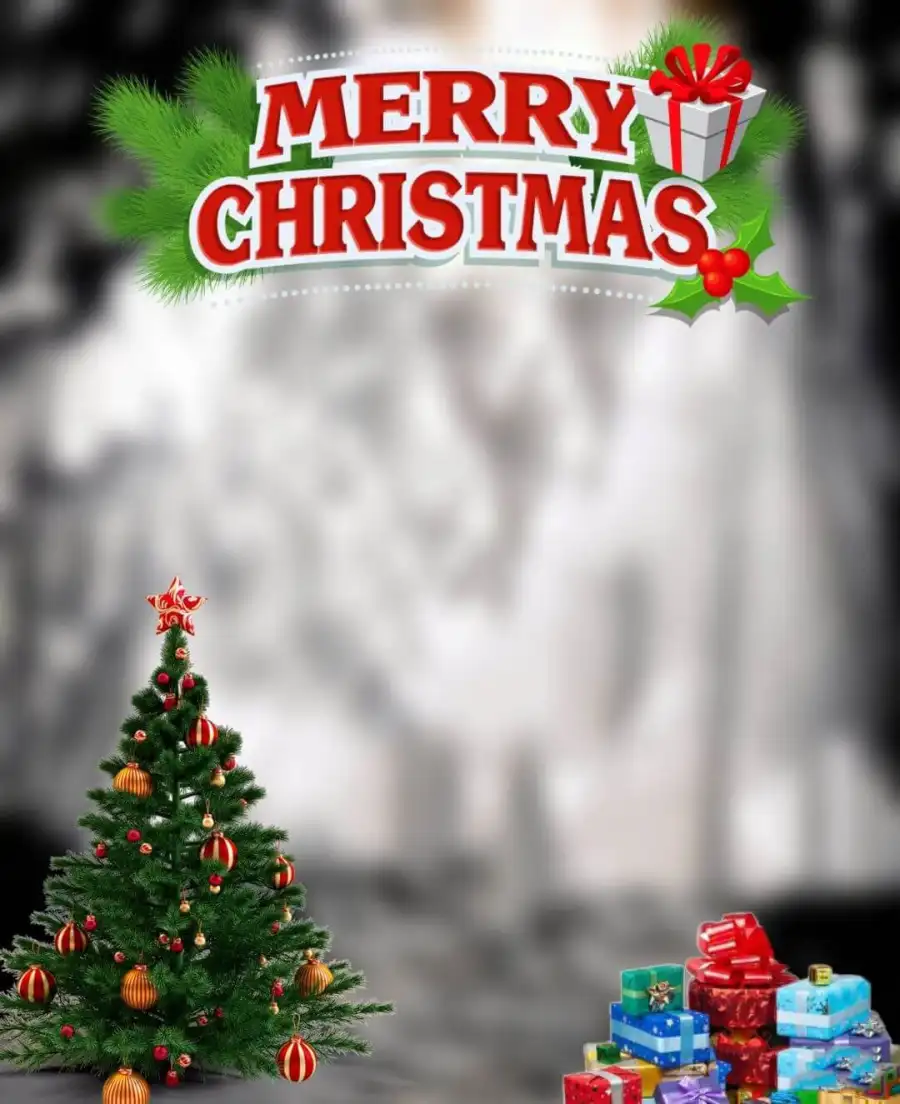 Merry  Christmas Tree Blue Editing Background  HD