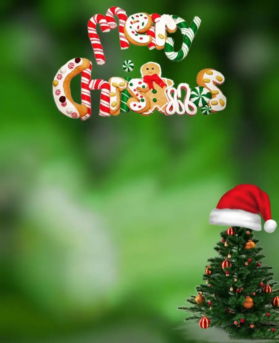 Merry  Christmas Tree Blue Editing Background  HD