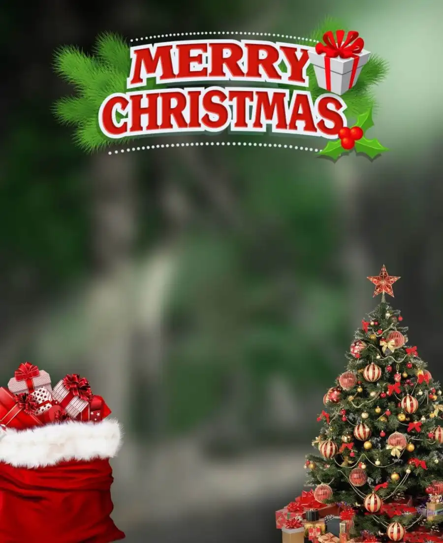 Merry  Christmas Tree Blue Editing Background  HD