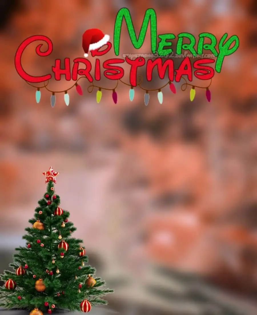 Merry  Christmas Tree Blue Editing Background  HD