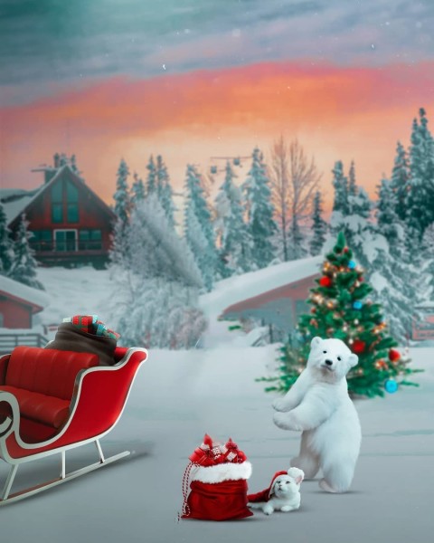 Merry Christmas Wolf CB  Editing Background