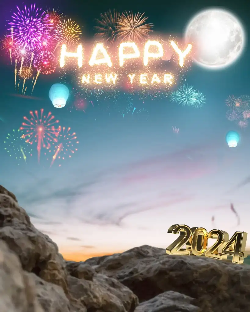 Mountain 2024 Happy New  Year Background For Picsart