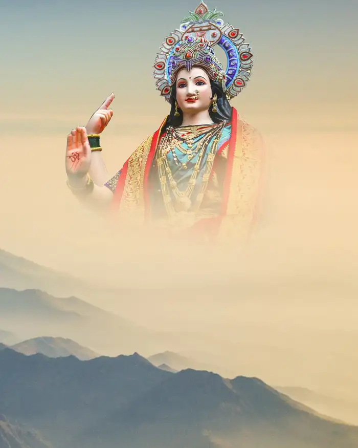 Mountain Happy Navratri With Maa Durga Background