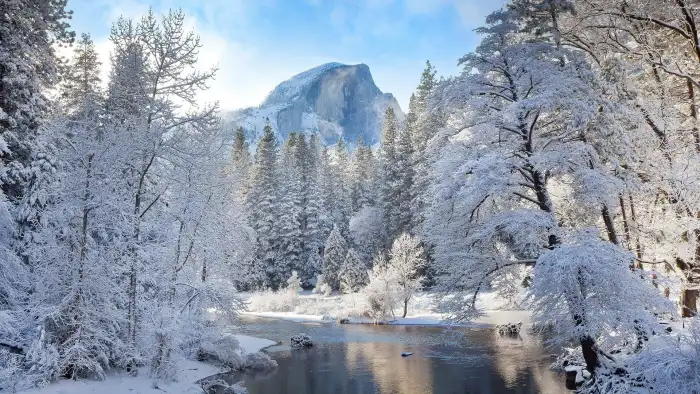 Mountain Lake Sea Winter Forest Background HD Wallpapers