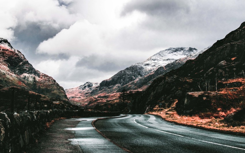 Mountain Nature Road Background HD Download