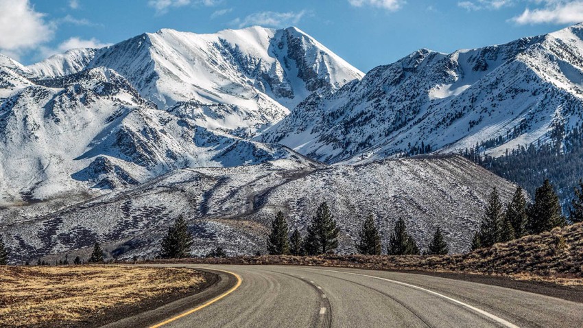 Mountain Winter Road Background Full HD Download Free