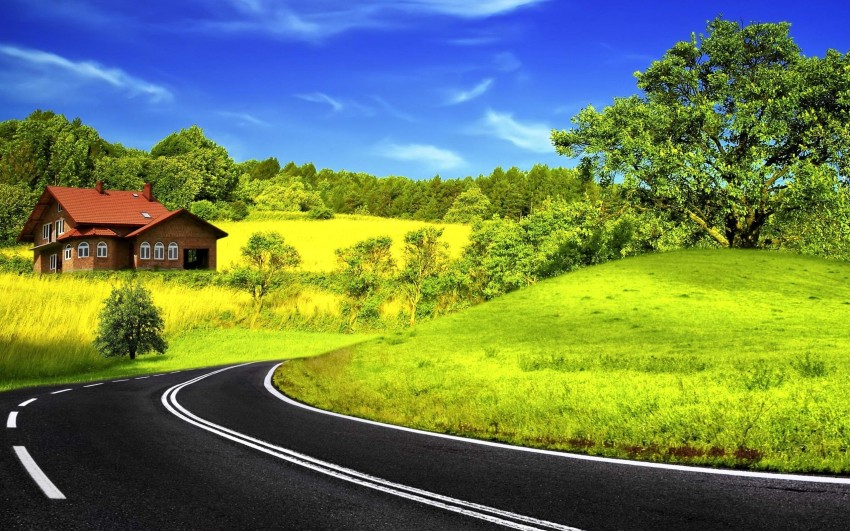 Nature Village Road Background HD Download