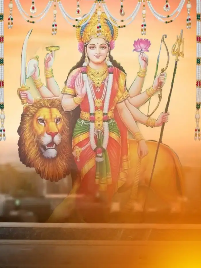 Navratri Editing With Maa Durga On Lion Background HD