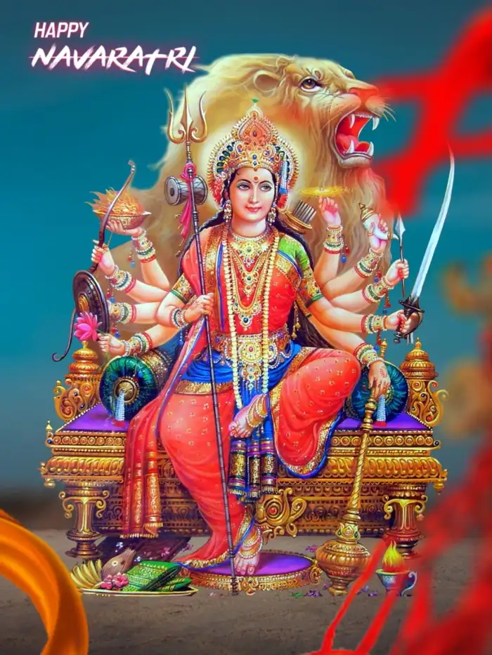 Navratri Maa Durga Sitting Statue Editing Background HD