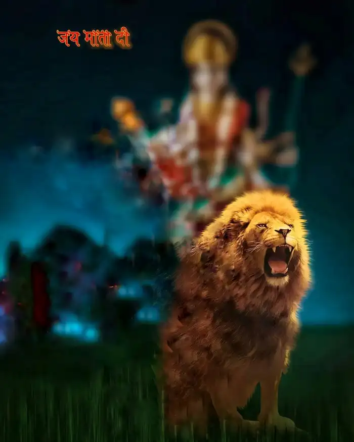 Navratri Maa Durga With Angry Lion Editing Background HD