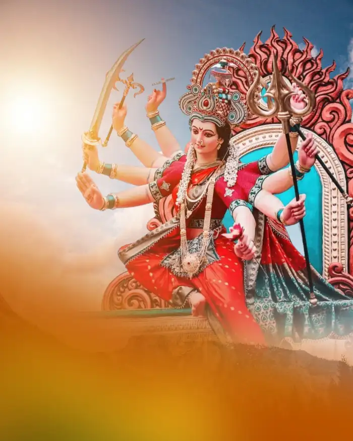 Navratri Maa Durga With Eight Hand Editing Background HD  For Picsart