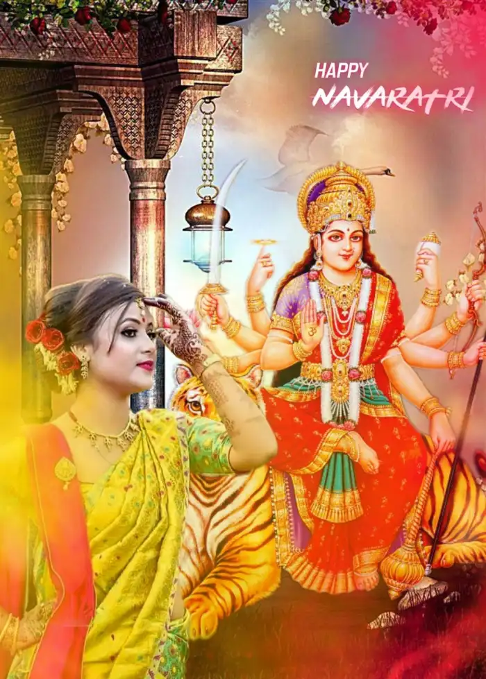 Navratri With Girl In Saree Editing Background HD